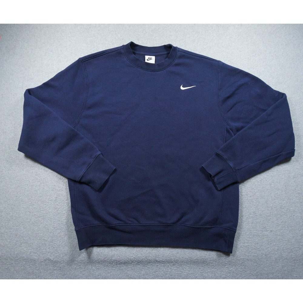 Nike Sweatshirt Mens Medium Blue Crewneck Pullover Sweater Swoosh Casual Adult